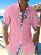 Eastcott - Lässiges Sommerhemd mit Ethno-Print – Pink-Marine