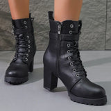 Claudia | Damen Schnürstiefeletten mit Schnallendetail – Schwarz