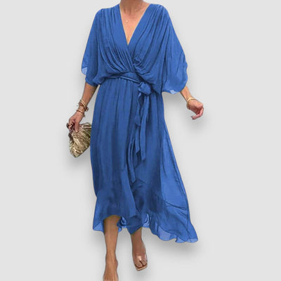 Olga | Elegantes Midikleid mit Wickeloptik