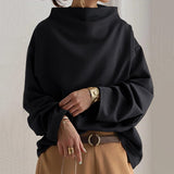 Jacqueline | Damen High-Neck Langarmshirt – Schwarz
