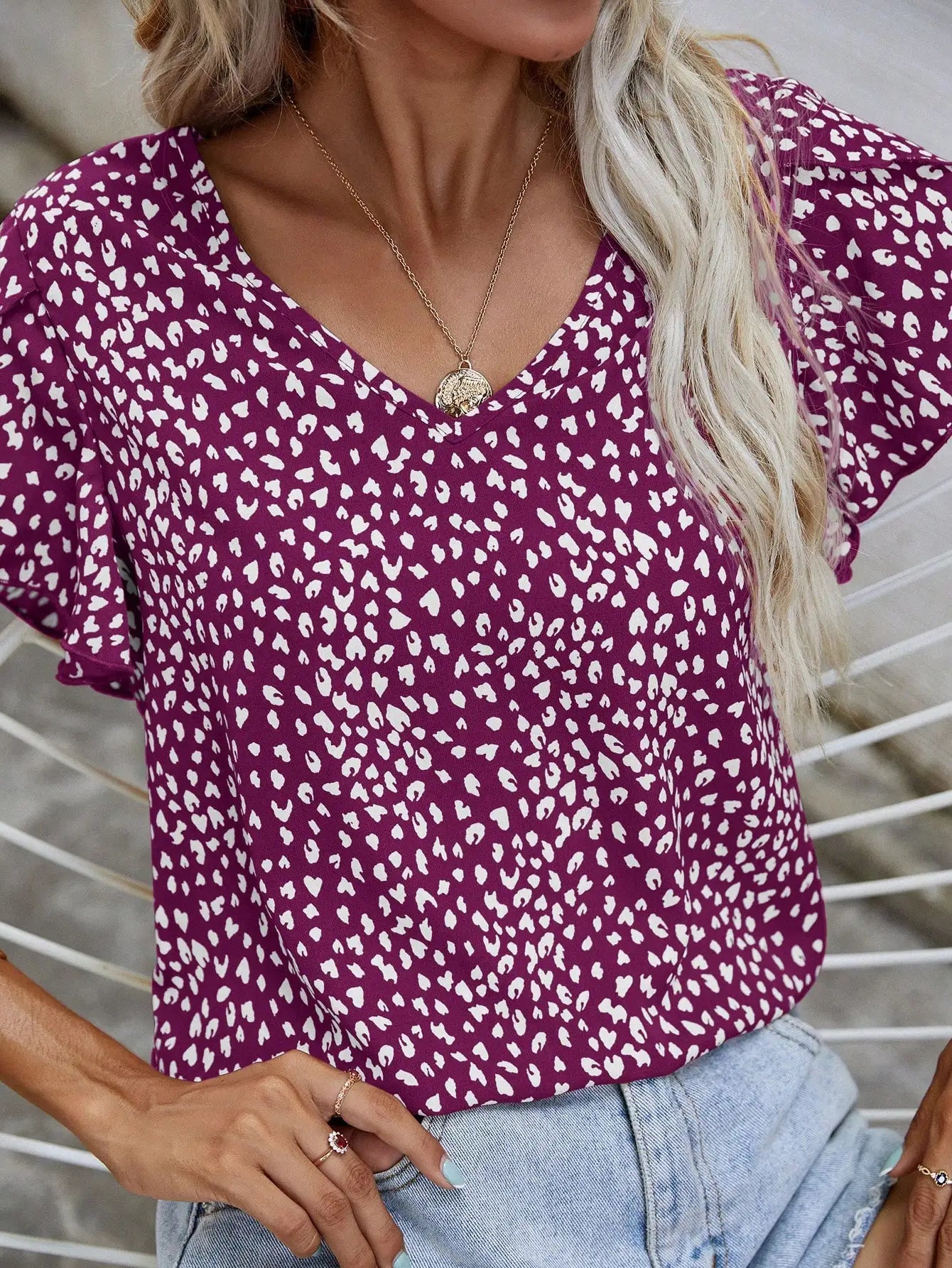 Bruer® | Kurzärmlige Sommerbluse mit schmaler Passform ohne Kragen