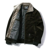 Herren Bomberjacke mit Plüschkragen und Taschen – Olivgrün