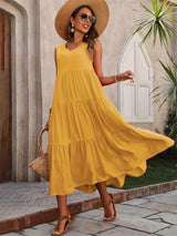 Fiona | Langes Kleid mit fließender Sommerform – Gelb