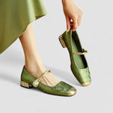 Gabriela | Damen Orthopädische Mary Jane Niedrig-Absatz-Schuhe – Grün