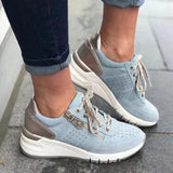 Marie | Damen Freizeit-Sneaker mit runder Spitze und Schnürung – Blau