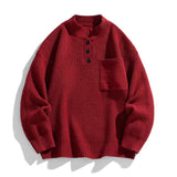Franziska | Herren Winter-Strickpullover mit Knopfleiste – Rot