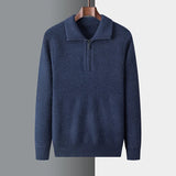 Greta | Herren Winter-Strickpullover mit Half-Zip – Marineblau