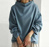 Jacqueline | Damen High-Neck Langarmshirt – Blau