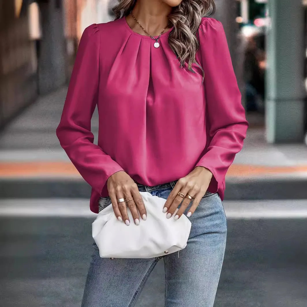 Merly - Elegante Faltenbluse mit Puffärmeln