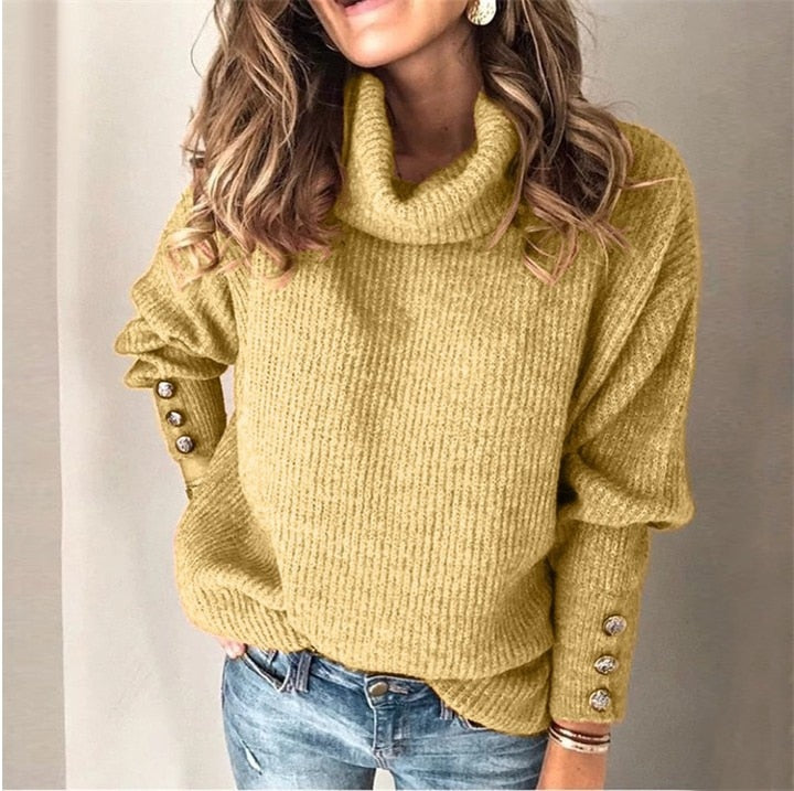 Stilvoller Strickpullover mit Knöpfen für Damen | Ideal für den Winter