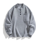Franziska | Herren Winter-Strickpullover mit Knopfleiste – Grau