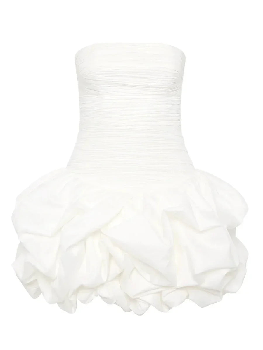 Schulterfreies Mini Kleid mit Ballonrock und floralem Muster für Damen