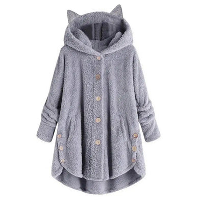Stilvoller Sherpa-Hoodie mit Katzenohren-Kapuze für Damen | Ideal für den Winter