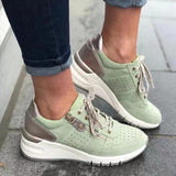 Marie | Damen Freizeit-Sneaker mit runder Spitze und Schnürung – Grün
