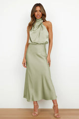 Doris | Damen Schickes Neckholder Abendkleid – Hellgrün