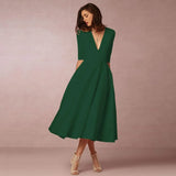 Bettina | Damen Elegantes Fließendes Midi Kleid – Grün
