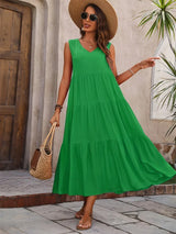 Fiona | Langes Kleid mit fließender Sommerform – Grün