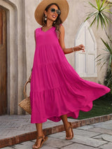 Fiona | Langes Kleid mit fließender Sommerform – Rosa