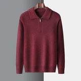 Greta | Herren Winter-Strickpullover mit Half-Zip – Rot