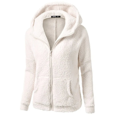 Eleganter Warmer Kapuzenpullover aus Teddy-Fleece mit Reissverschluss für Damen | Ideal für den Winter