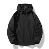 Norbert | Herren Wasserdichte Kapuzen Winddichte Shell Jacke – Schwarz