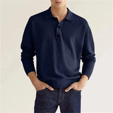 Peter | Herren Freizeit-Poloshirt mit langen Ärmeln – Marineblau