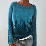 Andrea | Damen-Winter-Weihnachtspullover mit nordischem Muster – Blau
