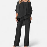 Zweiteiliges Sommer-Set für Damen: Oberteil und Hose – Schwarz