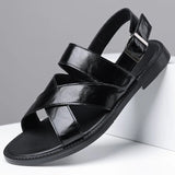 Max | Klassische Ledersandalen Herren Chic – Schwarz