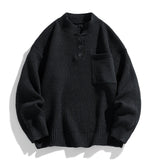 Franziska | Herren Winter-Strickpullover mit Knopfleiste – Schwarz
