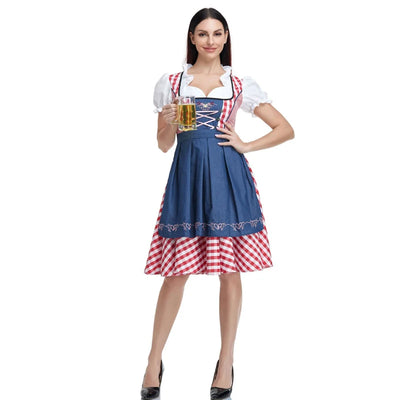 Oktoberfest Dirndl Damen – Traditionelles Trachtenkleid mit Schürze