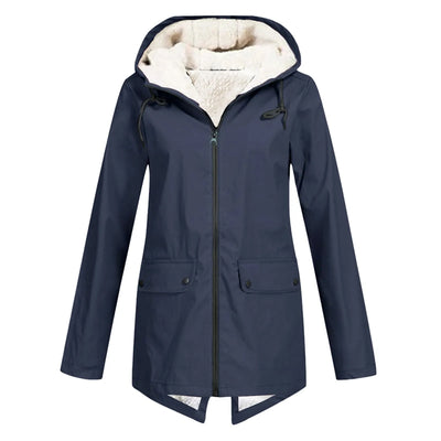 Sherpa-gefütterte Zip-Up-Jacke mit Kapuze für Frauen