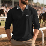 Balcombe - Soft-Touch Langarm-Poloshirt – Schwarz