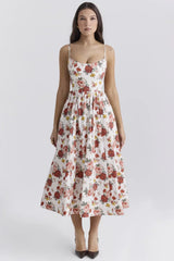 Lea | Festliches Damenkleid elegant und stilvoll – Rote Blumen