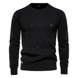THEODOR | HERRENPULLOVER MIT RAUTENMUSTER – Schwarz