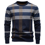 Lukas | Modischer Herrenpullover mit Rautendesign – Dunkelblau