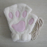 Kitty | Fingerlose Handschuhe mit Pfotenabdruck – Weiß