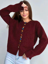 Emma | Damen Cardigan stilvoll elegant dekorativ gefertigt – Weinrot