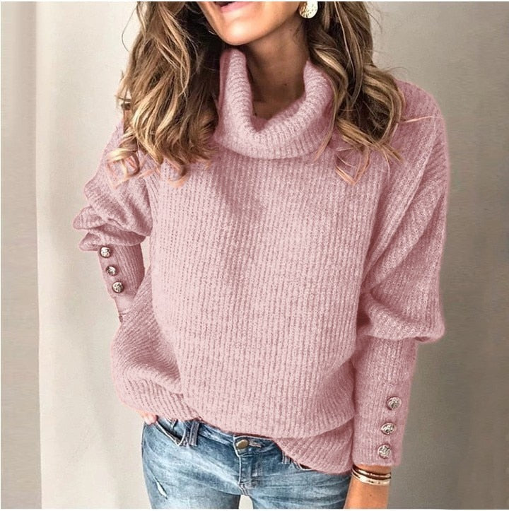 Stilvoller Strickpullover mit Knöpfen für Damen | Ideal für den Winter