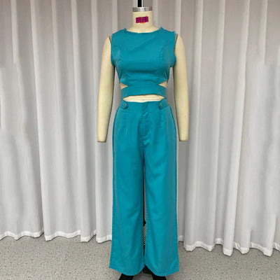 Alwine - Schickes Damen-Ensemble mit kurzem Oberteil und langer Hose