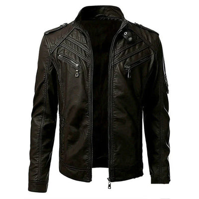 Herren Stilvolle Premium Bikerjacke | Mehrere Taschen