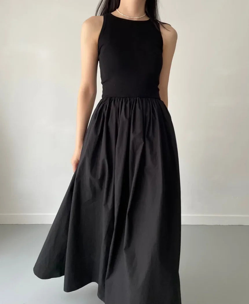 Ärmelloses elegantes langes Kleid schwarz - Marie