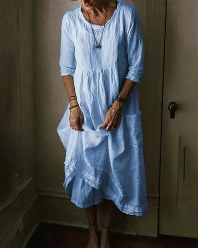 Stilvolles Damenkleid Mit 3/4 Ärmeln | Midi