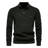 RICCARDO | HERRENPULLOVER MIT KNÖPFEN – Dunkelgrün
