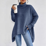 Gudrun | Damen Gemütlicher Oversized Winterpullover mit hohem Kragen – Marine