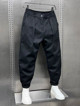 Dunkelgraue Herrenhose Mit Bundfalten – Elegante Maßgeschneiderte Bürohose – Schwarz