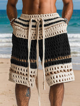Venard | Gestrickte Resort-Shorts mit Flechtdetail – Schwarz