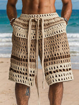 Venard | Gestrickte Resort-Shorts mit Flechtdetail – Khaki