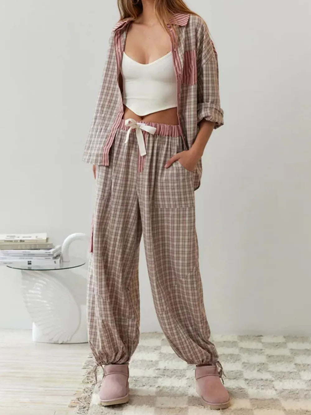 Damen 2-teiliges Pyjama-Set aus Baumwolle - Weich & Atmungsaktiv