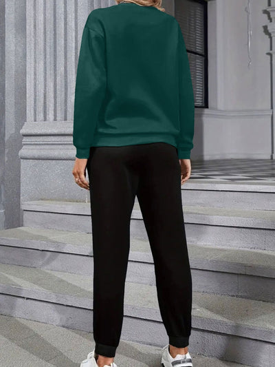 Kuscheliger Damen-Loungeanzug aus Baumwolle mit Katzenprint für Herbst und Winter